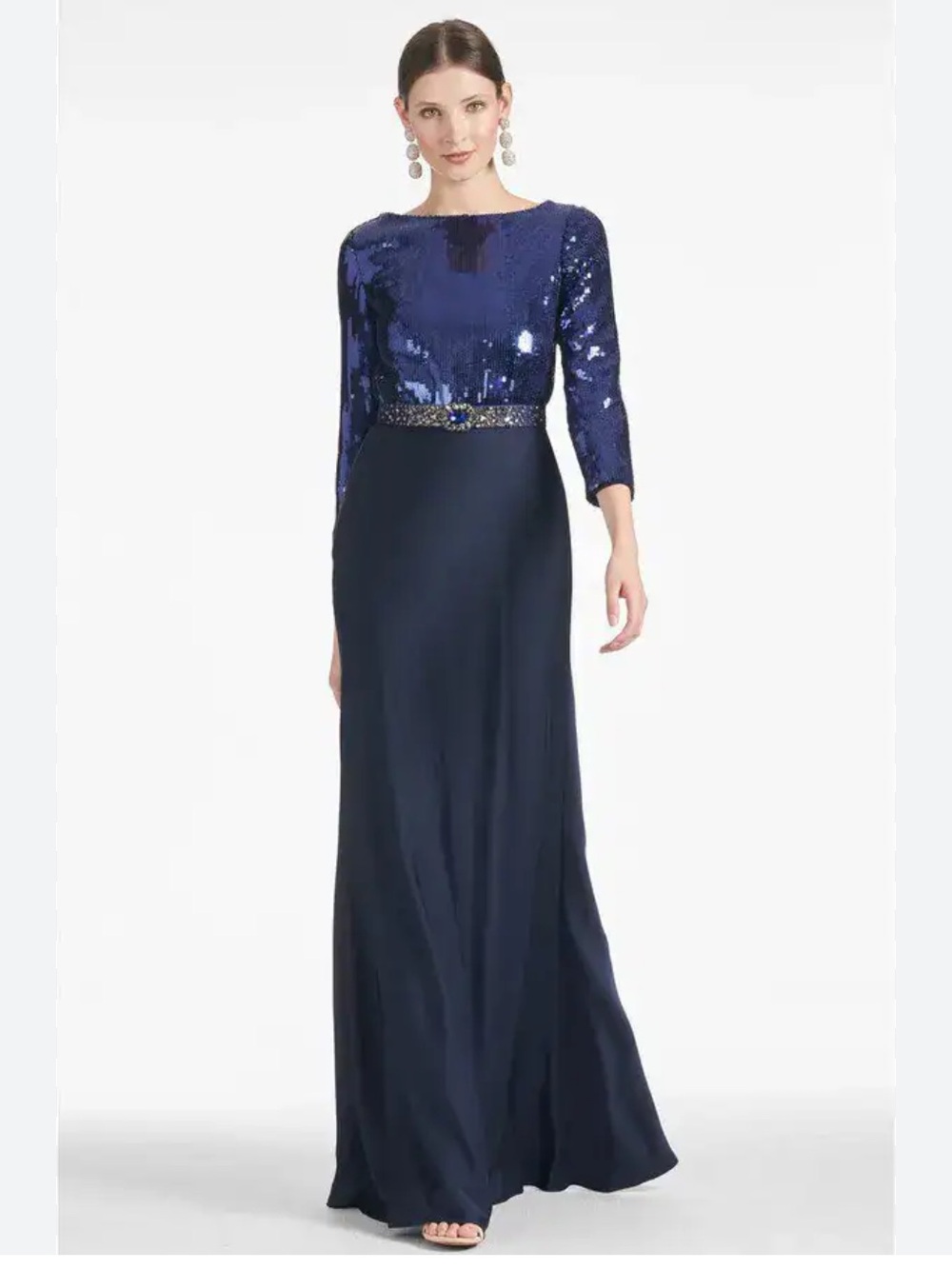 Sachin & Babi Christabel Gown Sz 2 NWT Sapphire Midnight Sequin Blue *